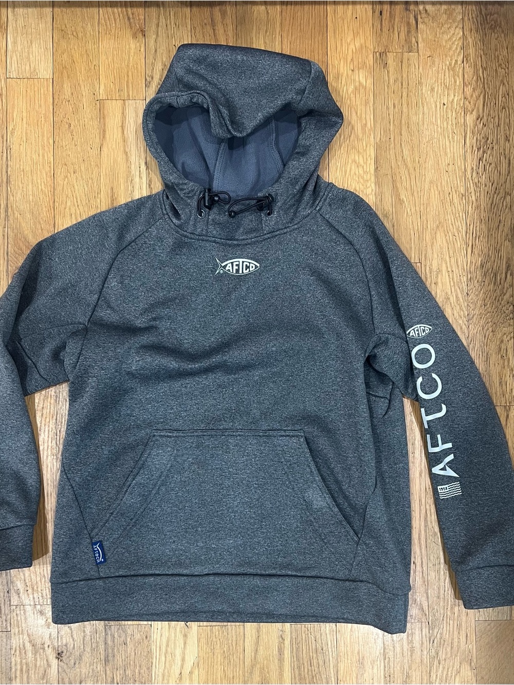 AFTCO Aftech Charcoal Gray Hooded Pullover Sweatshirt Youth Size M (10/12)